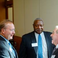 Guests shaking hands at the Foundation Annual Meeting